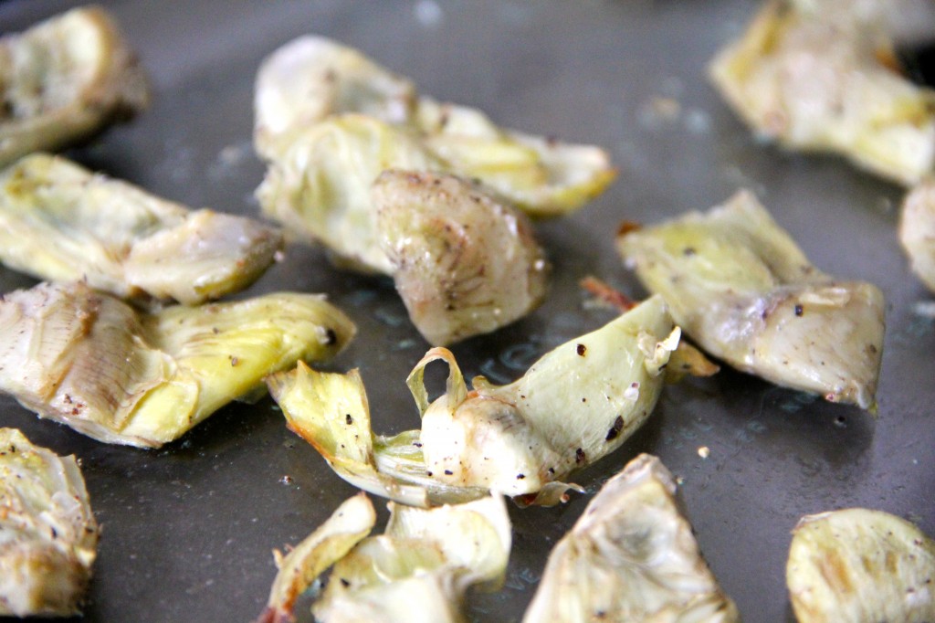 Pea-Almond Pesto & Artichokes with Spaghetti