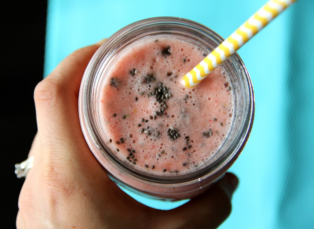 Strawberry, Watermelon & Chia Smoothie- Emma's Little Kitchen