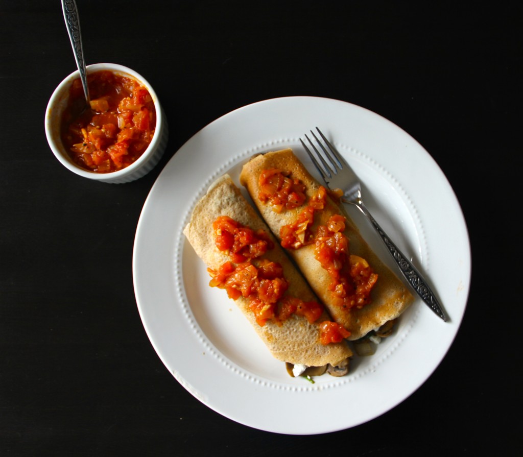 pinach & Mushroom Crepes with Balsamic Tomato Jam- Emma's Little Kitchen