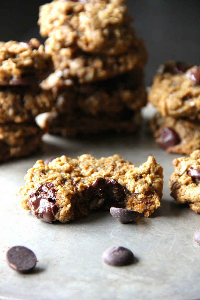 Flourless Peanut Butter Oat Cookies with Dark Chocolate and Sea Salt