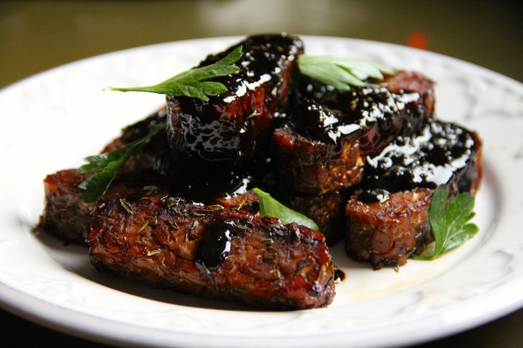 Sticky Maple Balsamic Glazed Tempeh