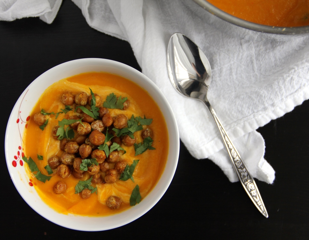 Carrot & Parsnip Soup with Crispy Curried Chickpeas- Emma's Little Kitchen