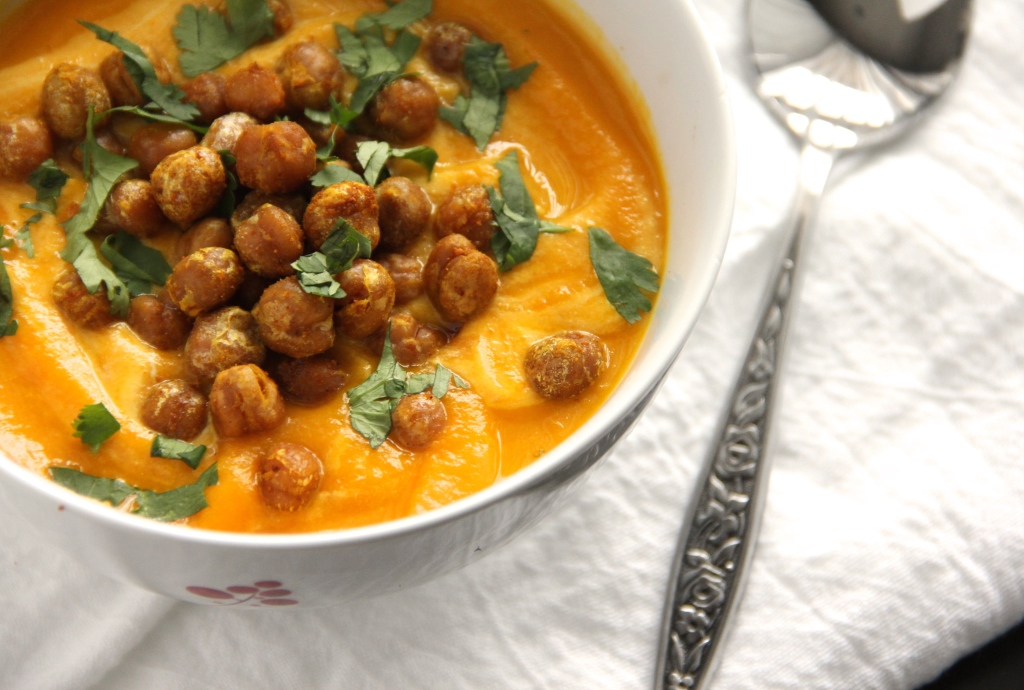 Carrot & Parsnip Soup with Crispy Curried Chickpeas- Emma's Little Kitchen