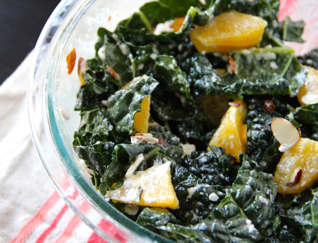 Kale Salad with Citrus, Almonds & Feta- Emma's Little Kitchen