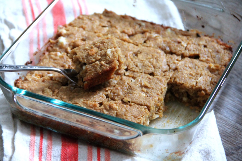 White Chocolate Coconut Chickpea Blondies- Emma's Little Kitchen