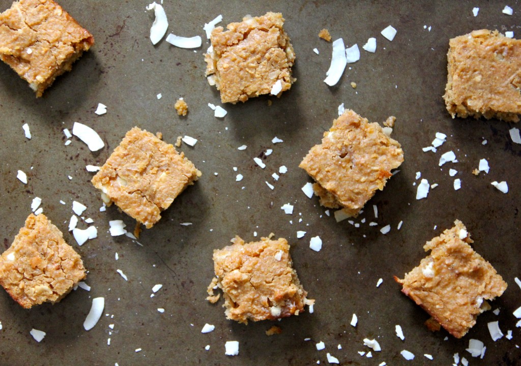 White Chocolate Coconut Chickpea Blondies- Emma's Little Kitchen