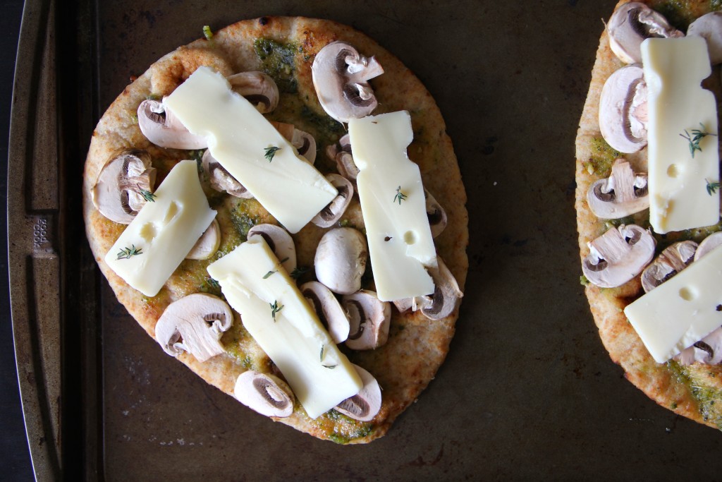 Mushroom & Swiss Naan Pizza- Emma's Little Kitchen