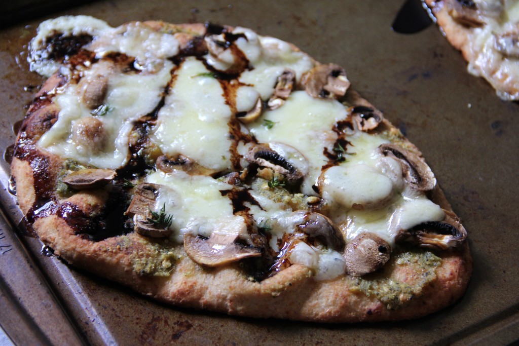 Mushroom & Swiss Naan Pizza- Emma's Little Kitchen