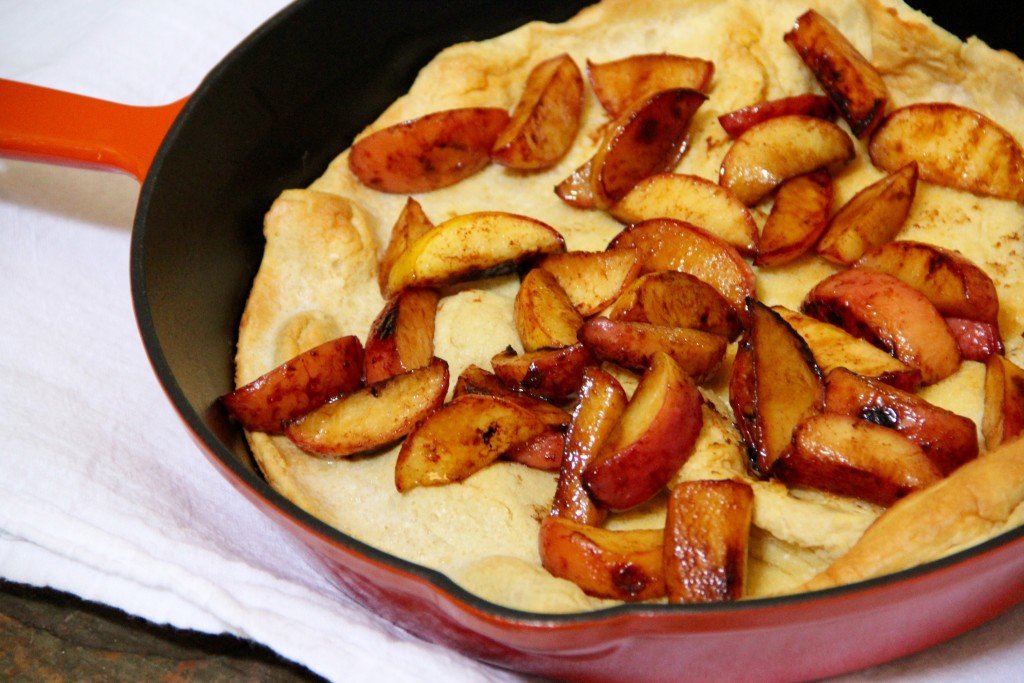 Whole Wheat Dutch Baby with Maple Peaches- Emma's Little Kitchen