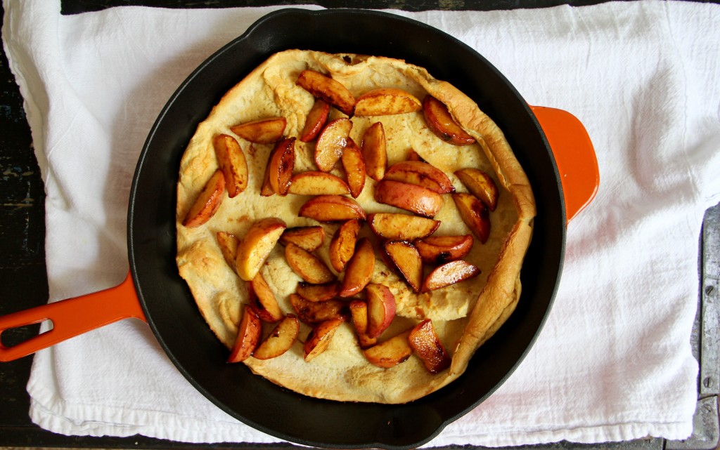 Whole Wheat Dutch Baby with Maple Peaches- Emma's Little Kitchen