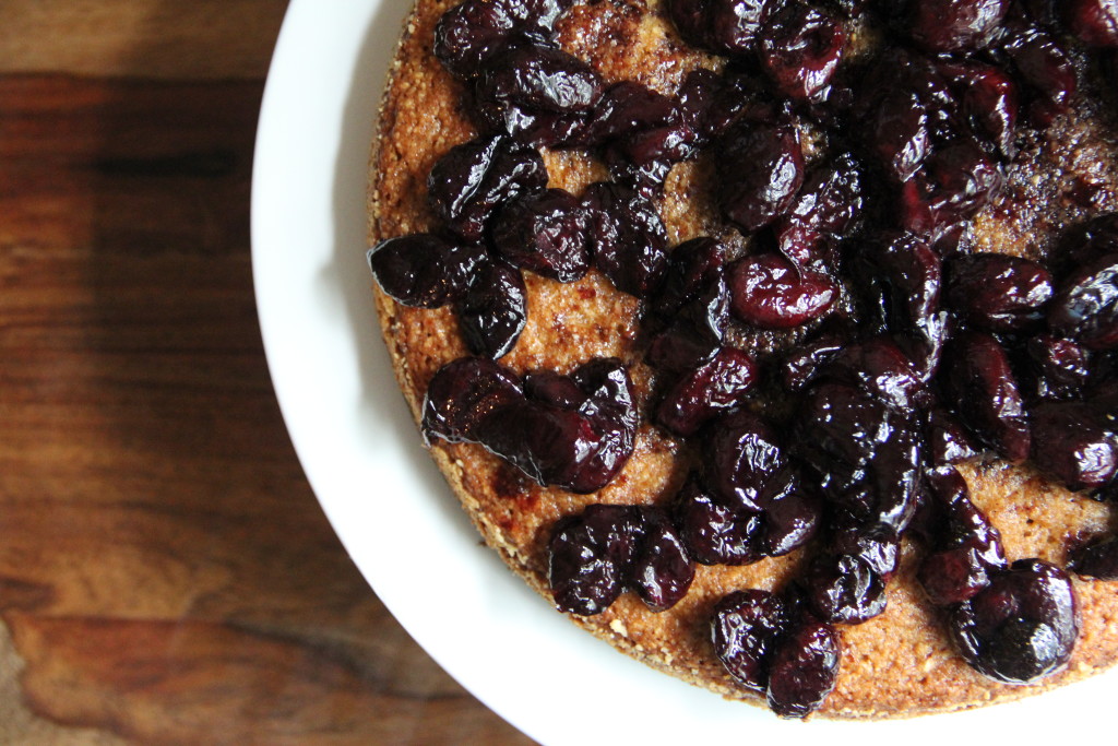 Flourless Almond Cake with Balsamic Roasted Cherries- Emma's Little Kitchen