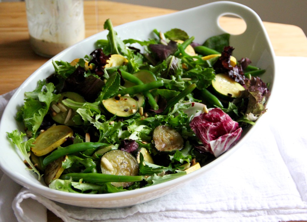 Courgette & Green Bean Salad with Tahini Mint Dressing- Emma's Little Kitchen