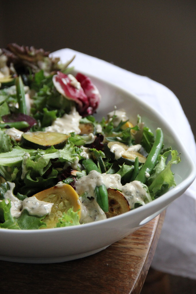 Courgette & Green Bean Salad with Tahini Mint Dressing- Emma's Little Kitchen