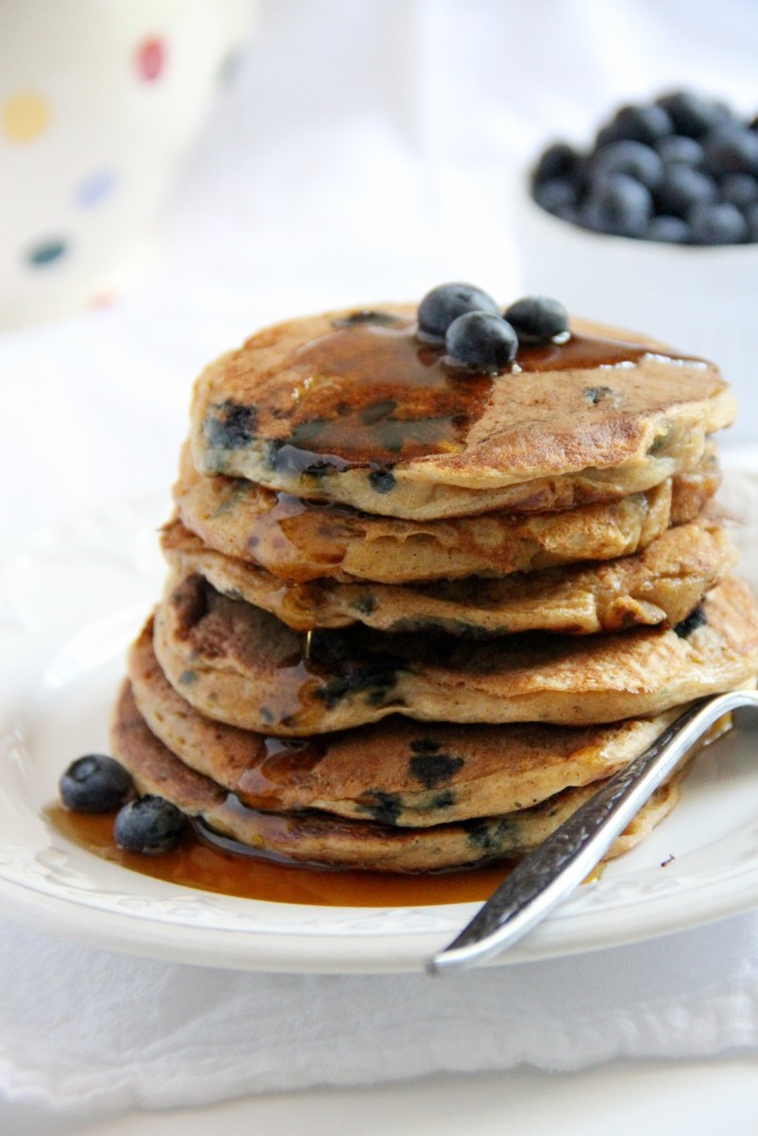 Whole Wheat Greek Yoghurt Blueberry Pancakes- Emma's Little Kitchen