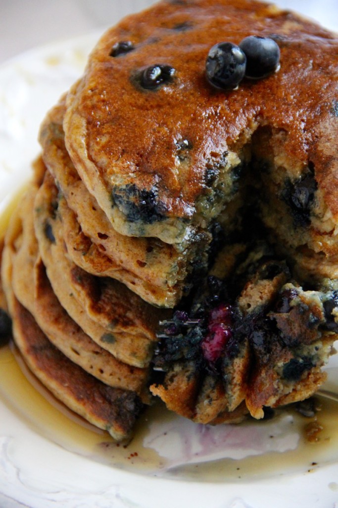 Whole Wheat Greek Yoghurt Blueberry Pancakes