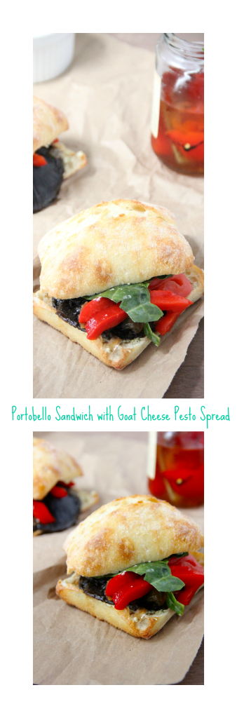 Portobello Sandwich with Goat Cheese Pesto Spread