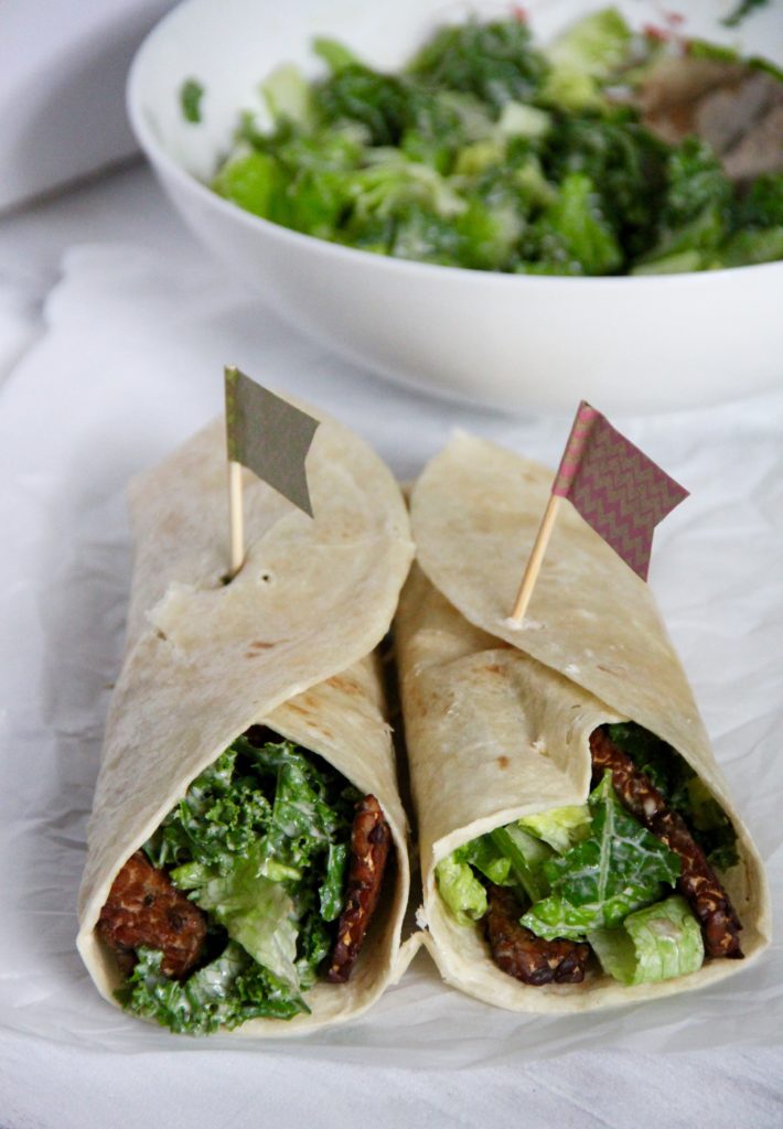 Kale Caesar Wrap with Tempeh Bacon