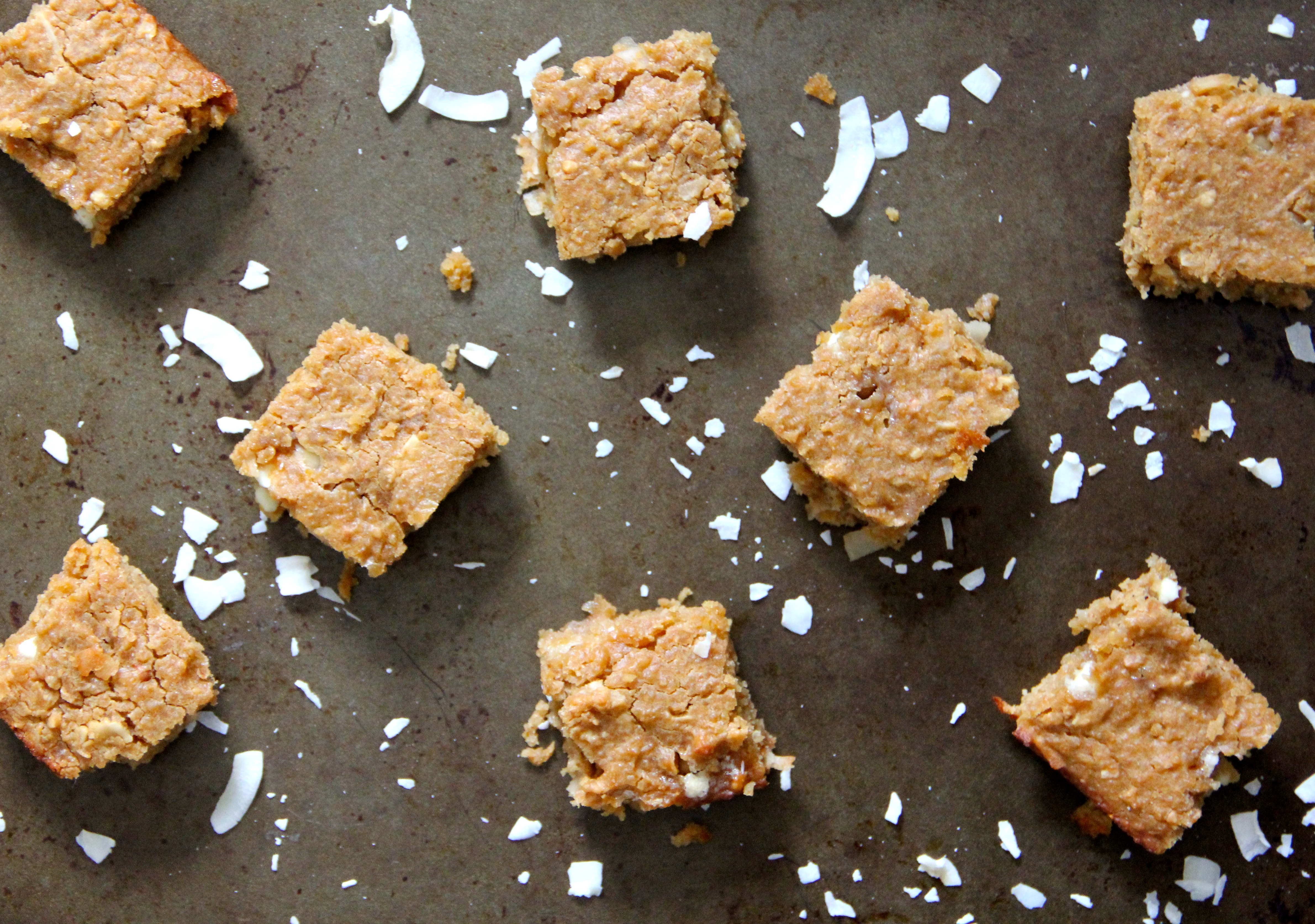 White Chocolate Coconut Chickpea Blondies