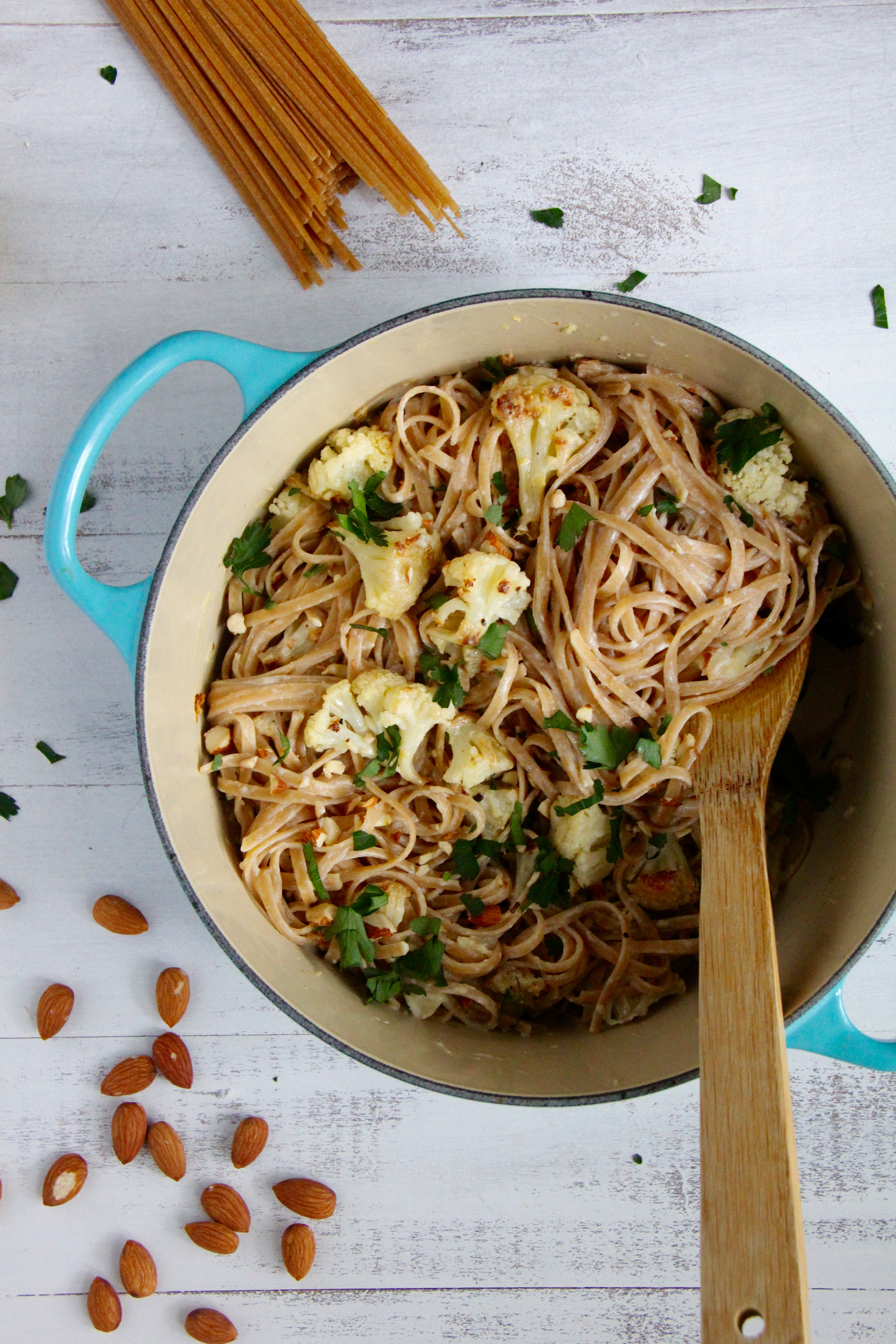 Linguine with Roasted Cauliflower, Yoghurt and Lemon